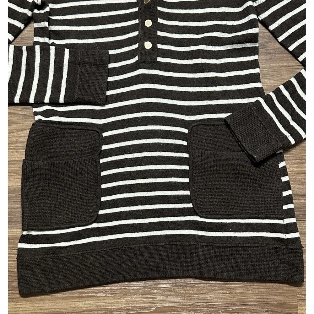 Tory Burch Felicia Tunic Striped Sweater Wool/Cashmere Blend Brown Sz XS